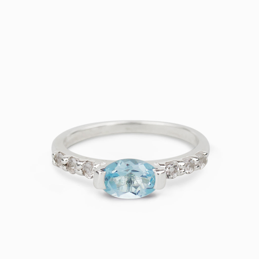 Blue Topaz & White Topaz Ring Made in Earth