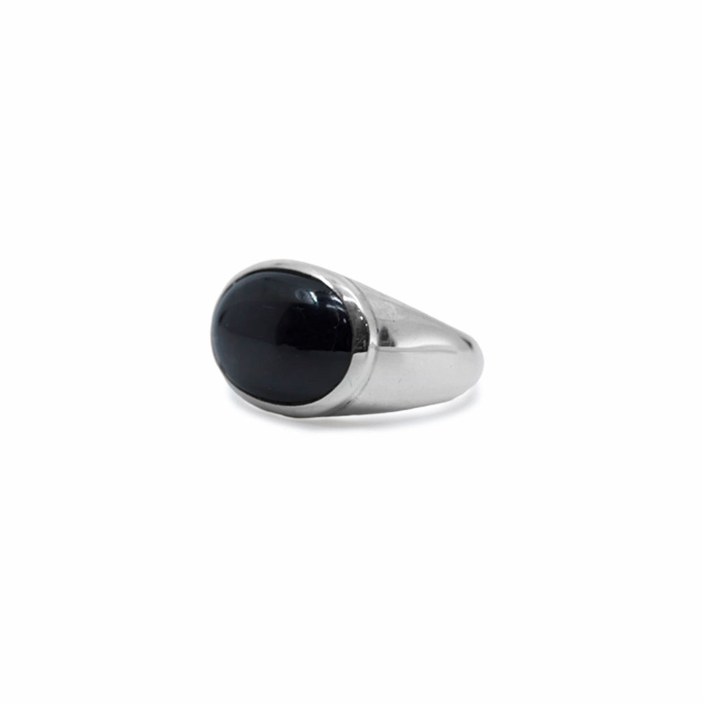 Cabochon Oval Black Star Diopside ring