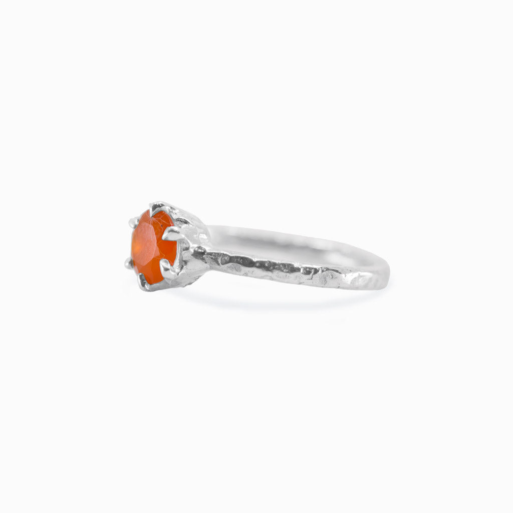 faceted round Carnelian ring