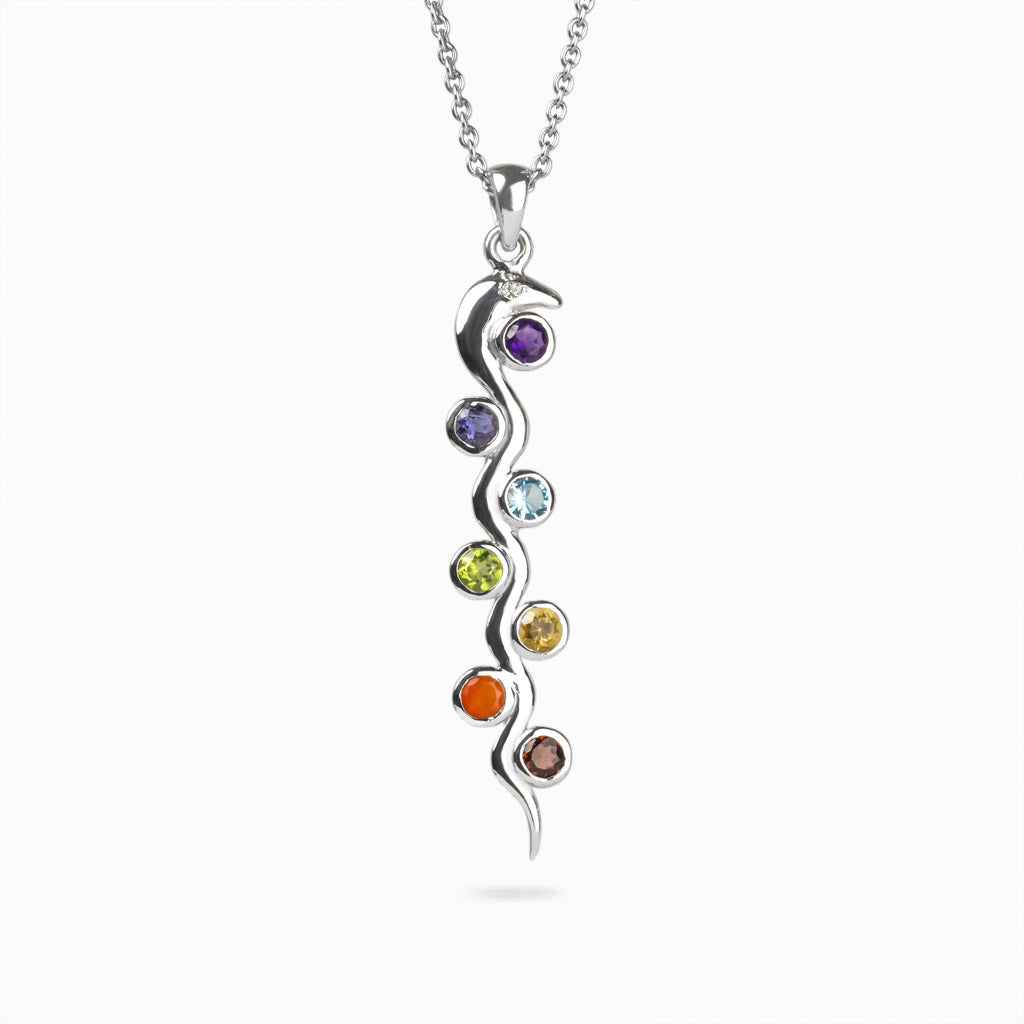 ROUND PURPLE VIOLET BLUE GREEN YELLOW ORANGE RED FACETED STERLING SILVER ORGANIC SHAPE AMETHYST IOLITE BLUE TOPAZ PERIDOT CITRINE CARNELIAN GARNET (CHAKRA) NECKLACE