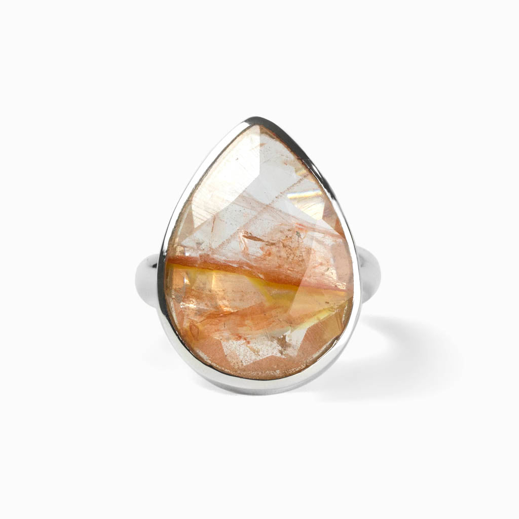 Orange White Cherry Quartz Ring Made in Earth