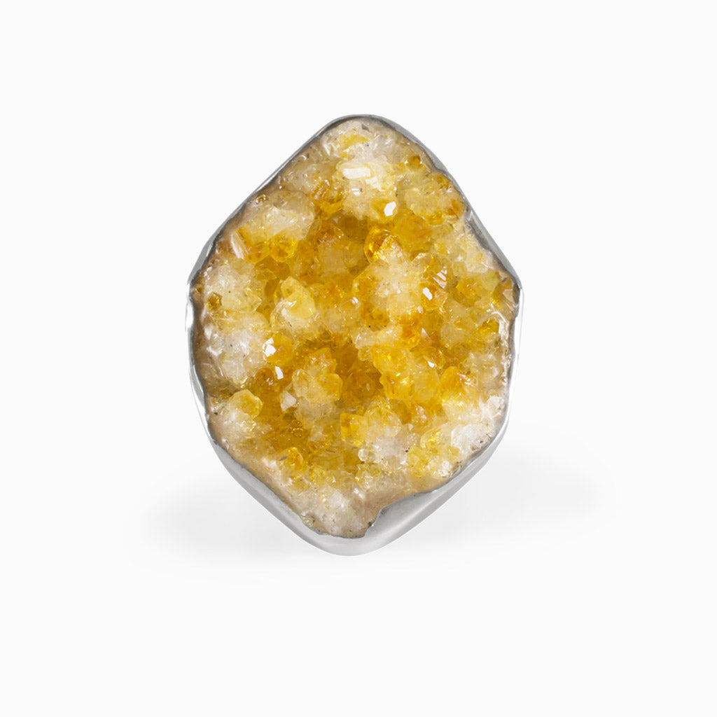 Yellow Citrine Druzy Ring Made in Earth