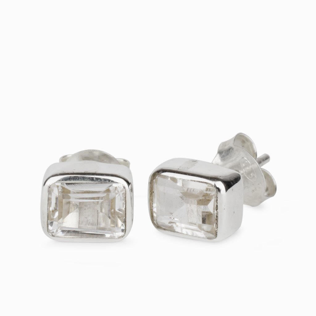 Clear Quartz Stud Earrings