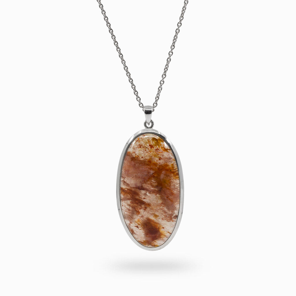 Orange Brown and Clear structures Red Feldspar Jasper Necklace