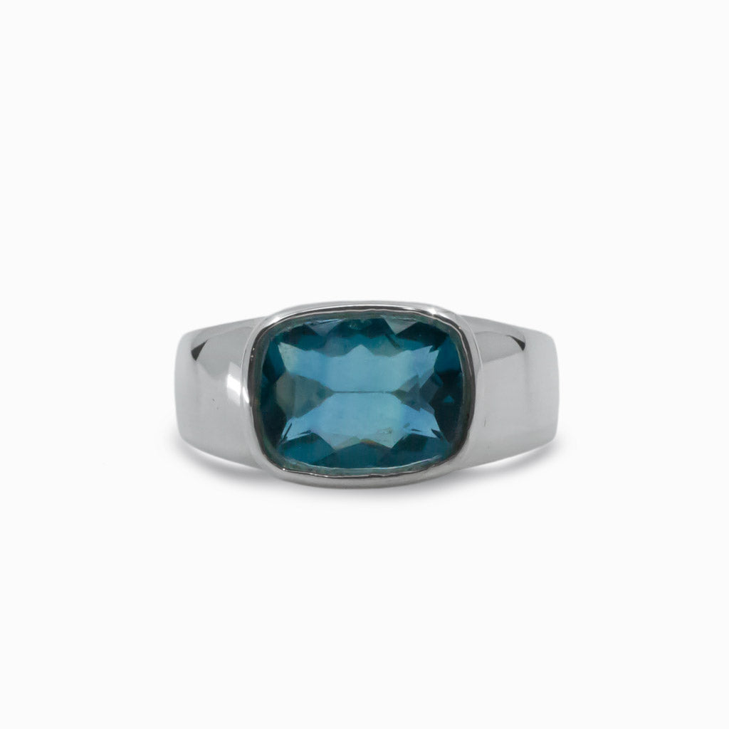 Faceted Rectangle Fluorite ring