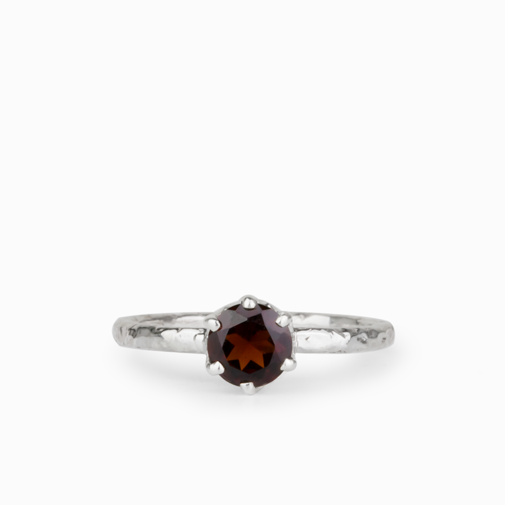Crimson Garnet Gemstone Ring In Sterling Silver Made In Earth