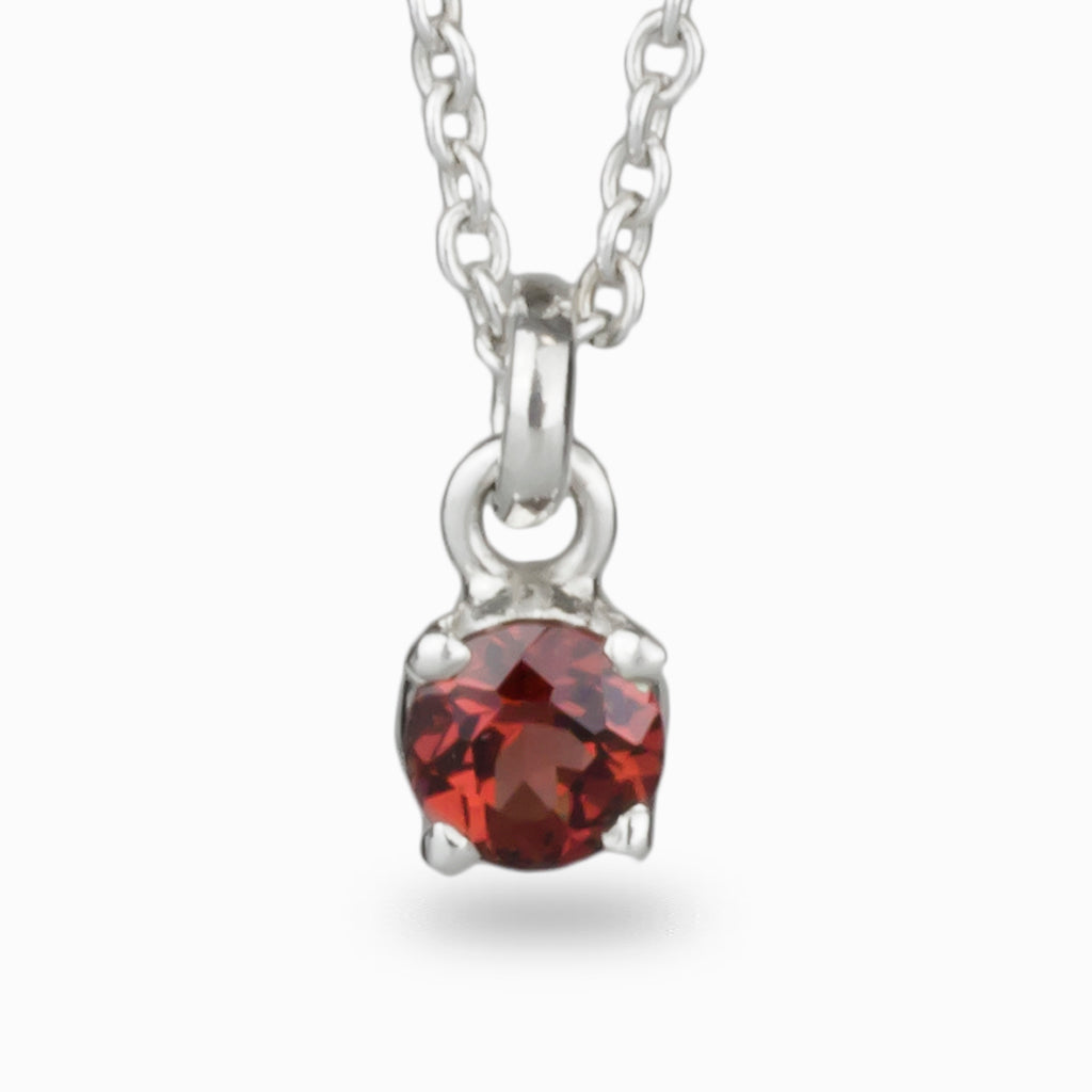 Round faceted Garnet Birthstone Necklace