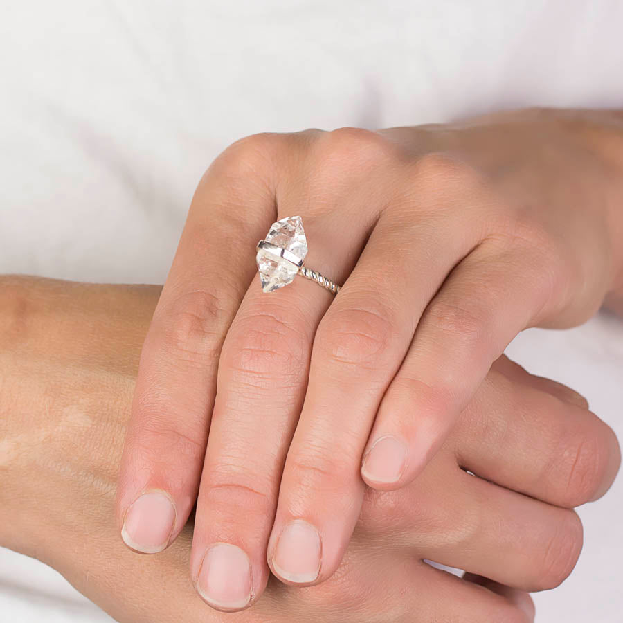 Herkimer Diamond Ring on Model
