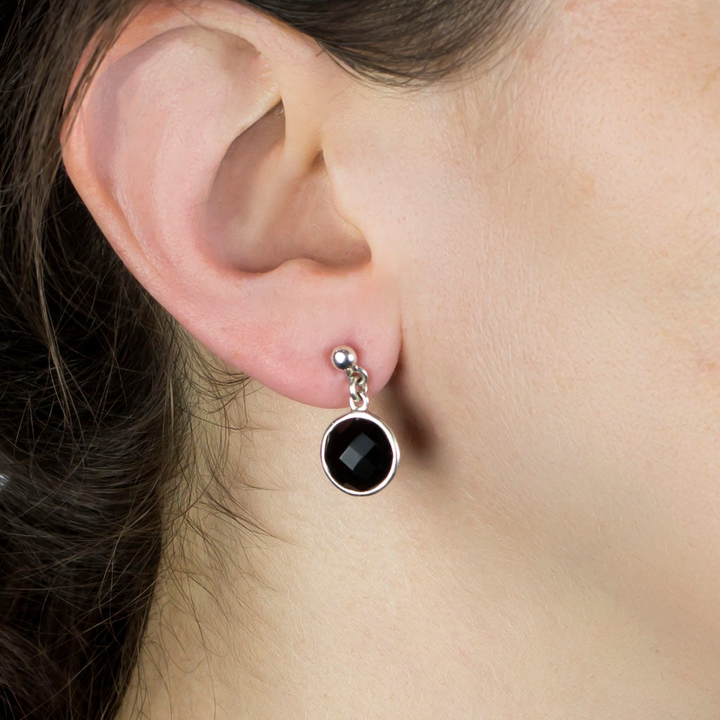 Onyx Drop Earrings on Model