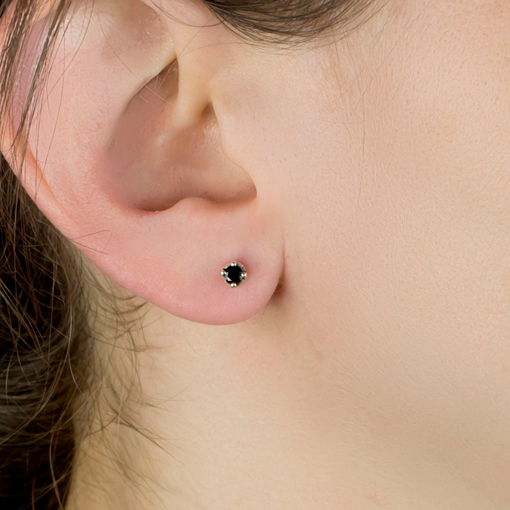 Onyx Stud Earrings on Model