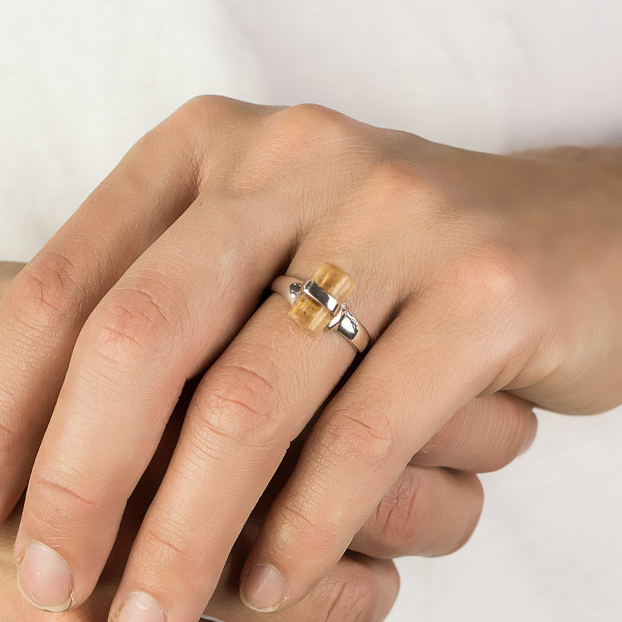 Golden Topaz Ring on Model