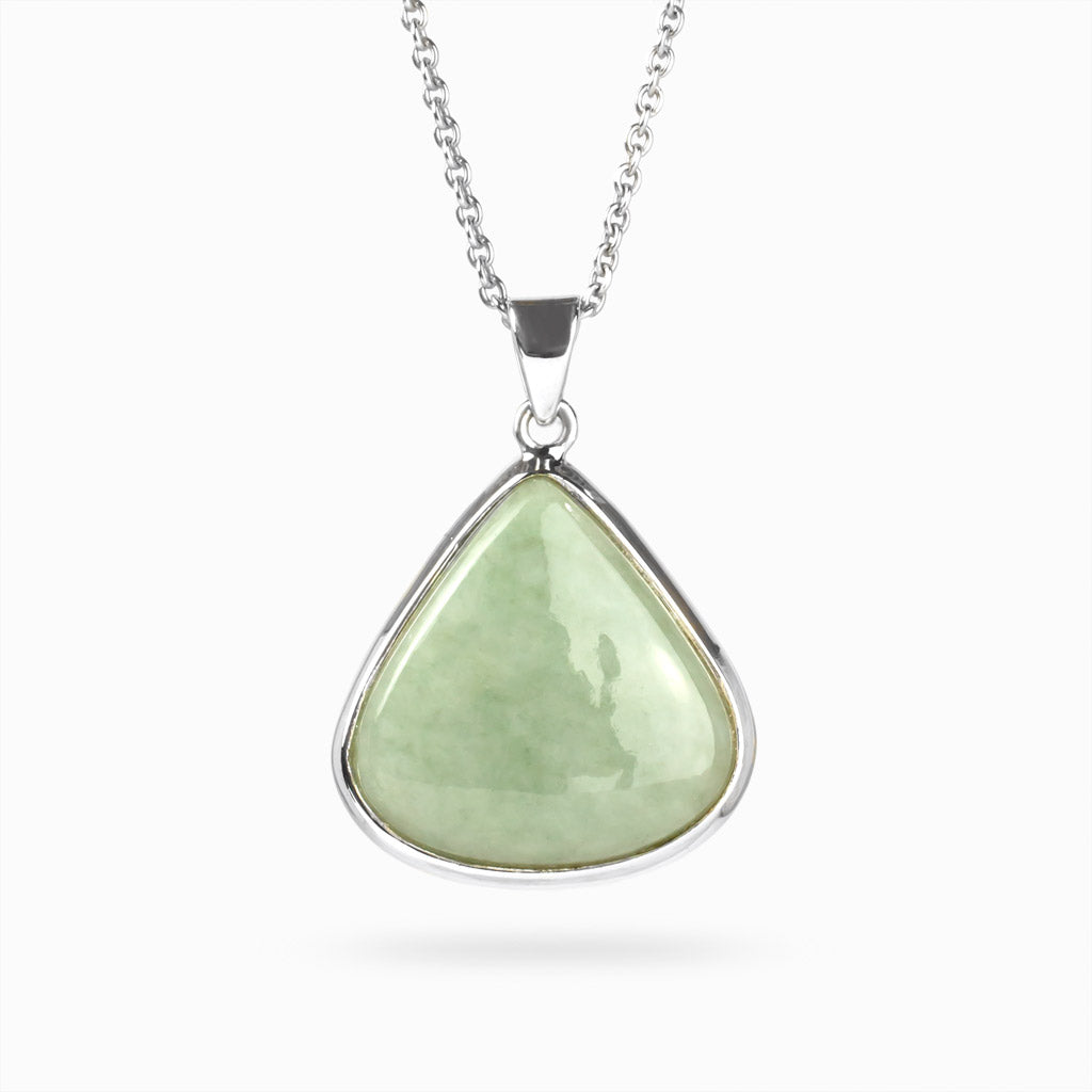 Green Teardrop Cabochon Jadeite Necklace