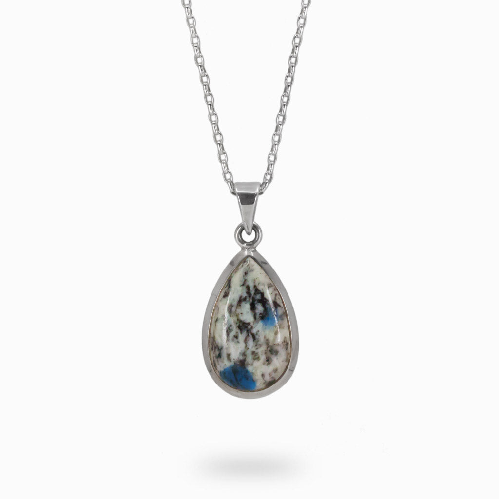 Teardrop K2 Jasper Cabochon Necklace in Sterling Silver