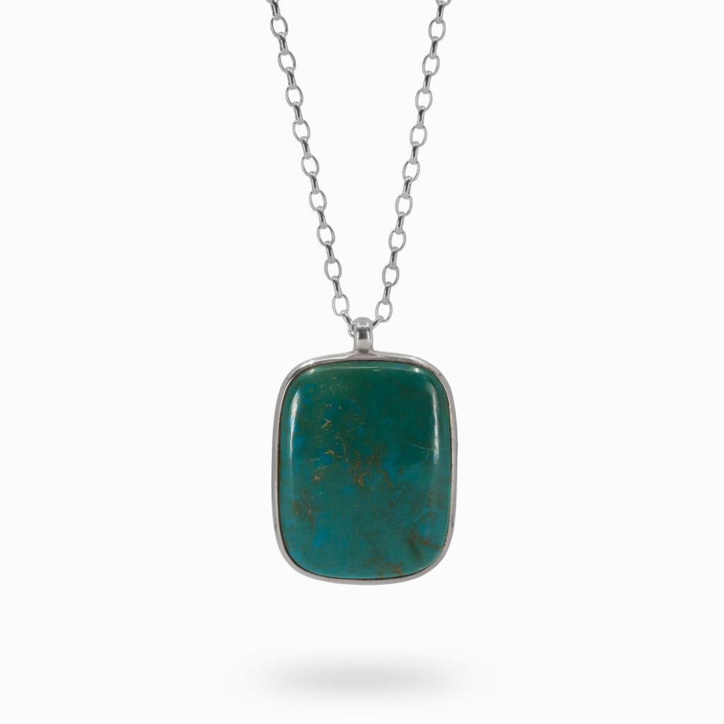 Kingman Turquoise Cabochon Rectangle Necklace