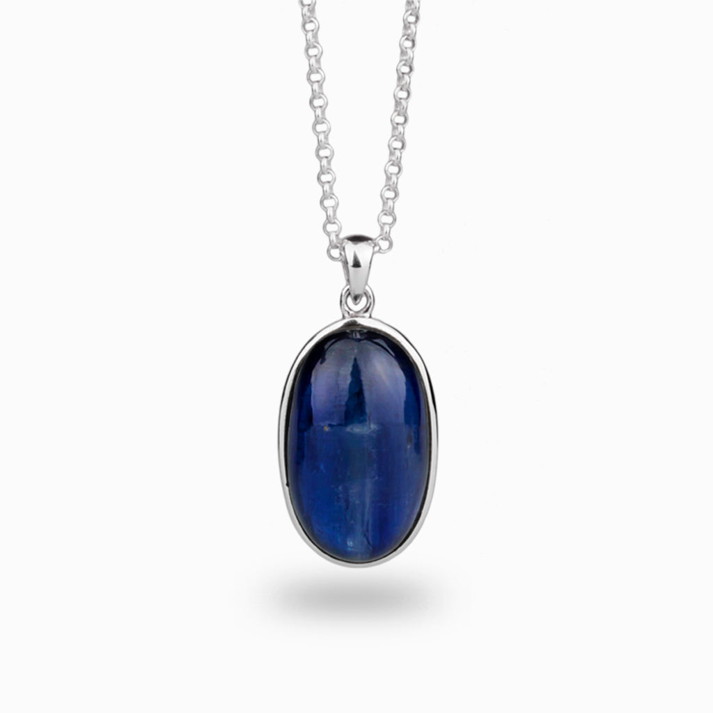 Dark Blue Oval Kyanite Necklace
