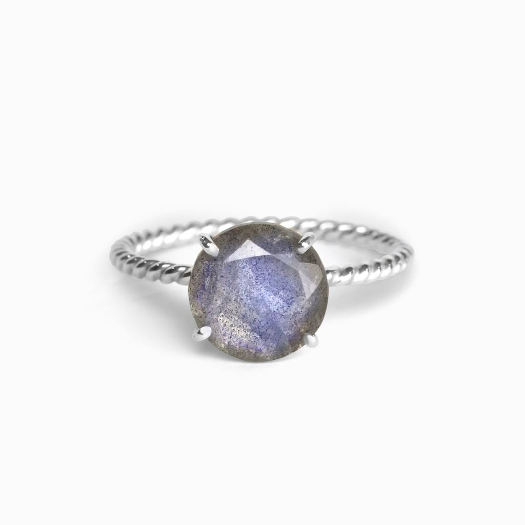 Grey Purple Labradorite Ring Made in Earth