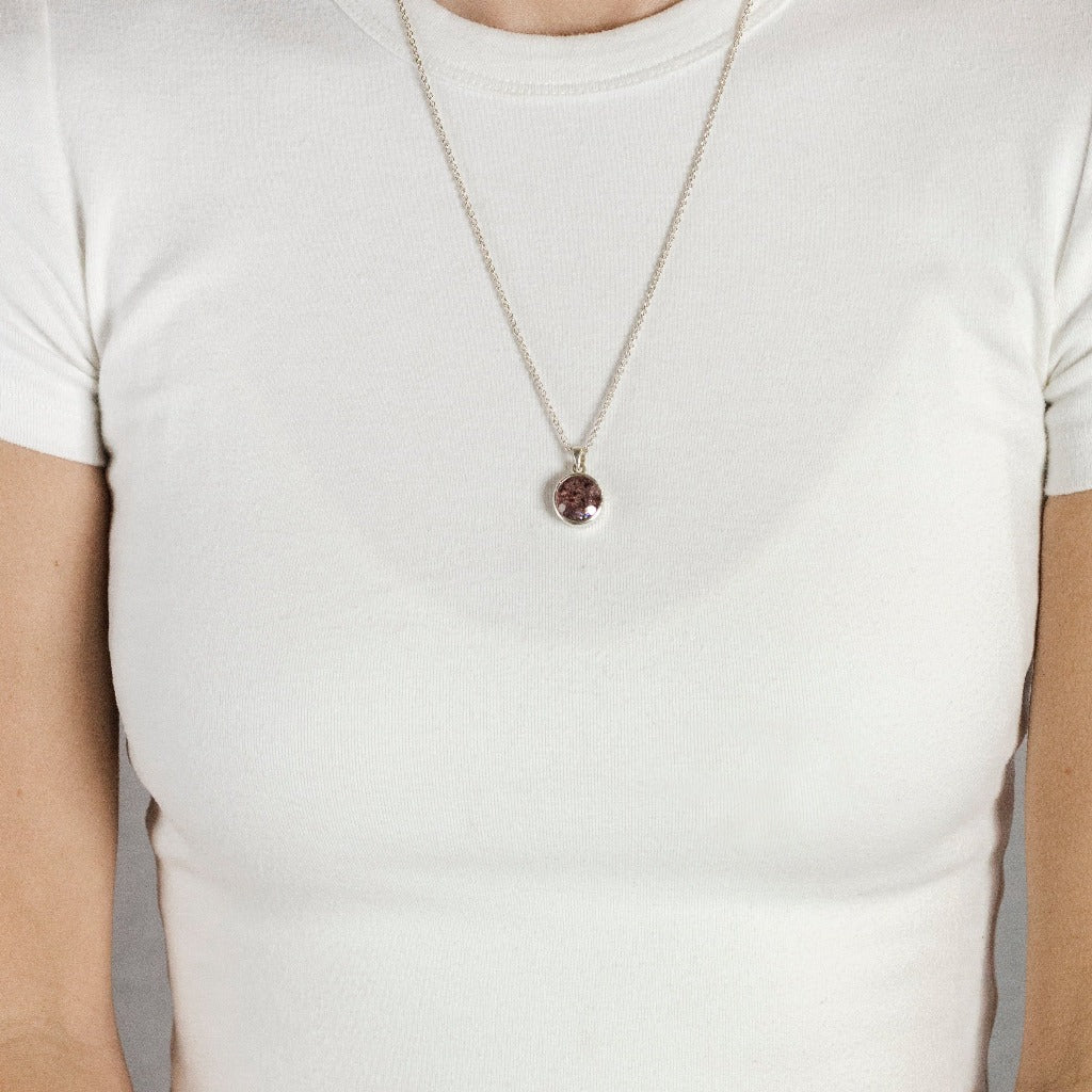 Round Faceted Lepidocrocite Necklace on model