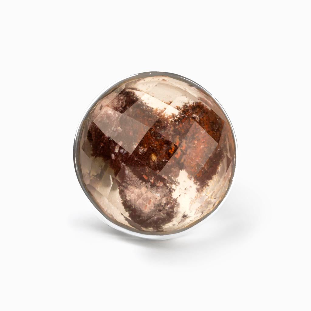 Brown Red Translucent Lodalite Circle Ring