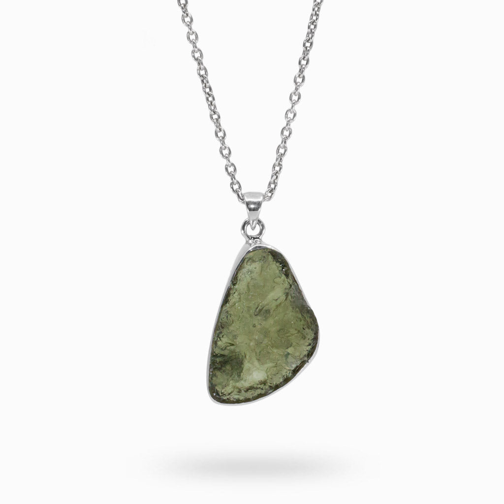 Light Forest Green Translucent Moldavite Necklace