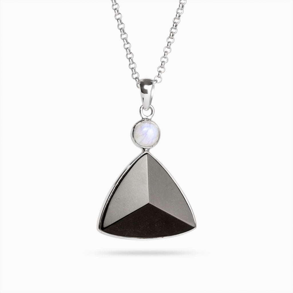 Rainbow Moonstone and Black Tourmaline Necklace Made In Earth