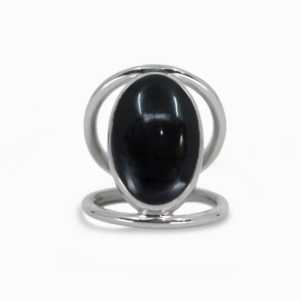 Black Obsidian Men's Gemstone Ring Size 8.5