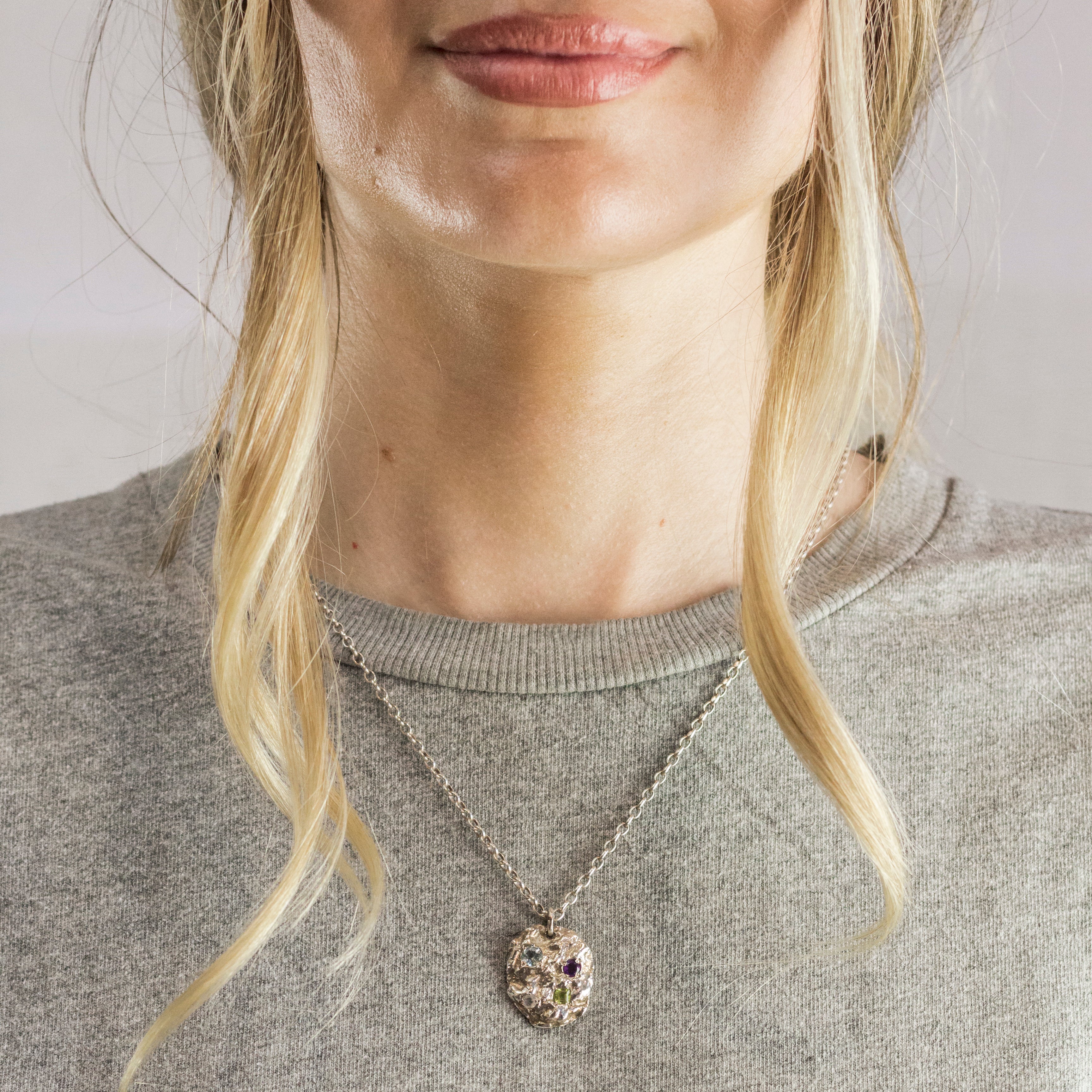 Model Wearing The Edgy Parivaar Necklace in 925 Sterling Silver Made In Earth