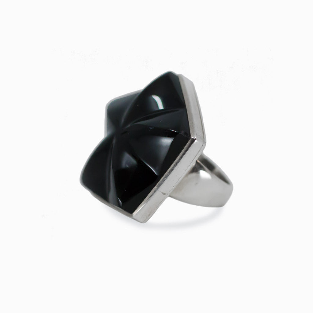 Cabochon Rainbow Obsidian ring