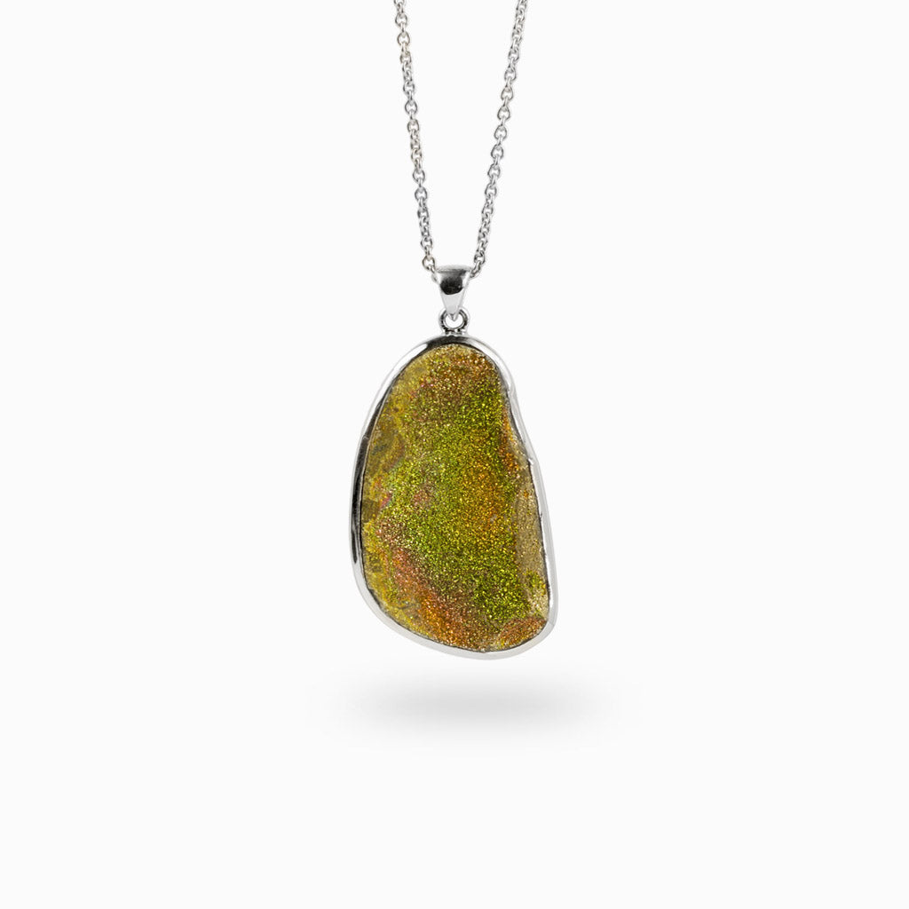 Rainbow Pyrite Necklace Raw natural druzy pyrite crystals