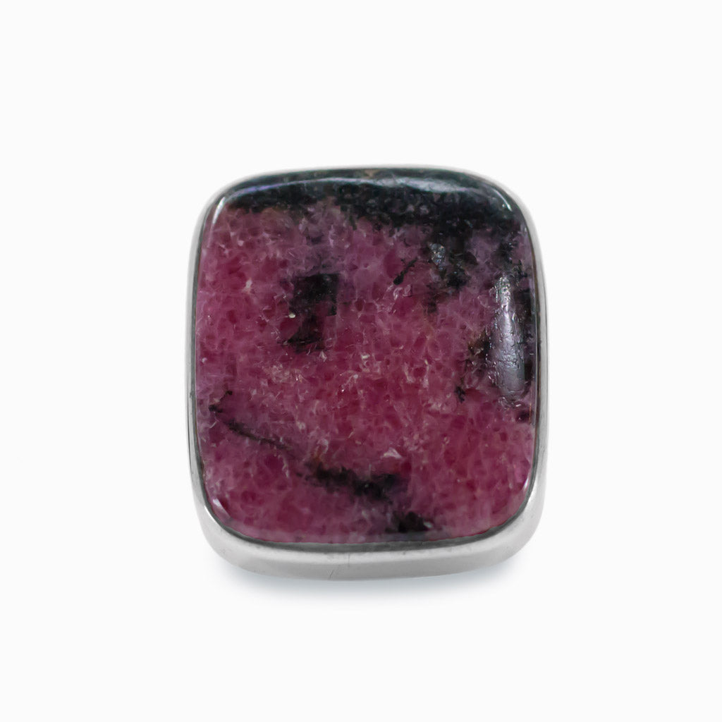 Cabochon Rectangle Rhodonite ring