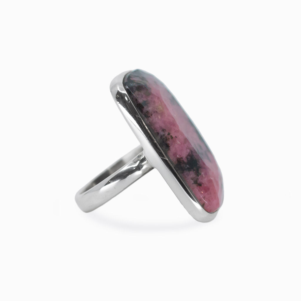Rectangle Faceted Rhodonite ring