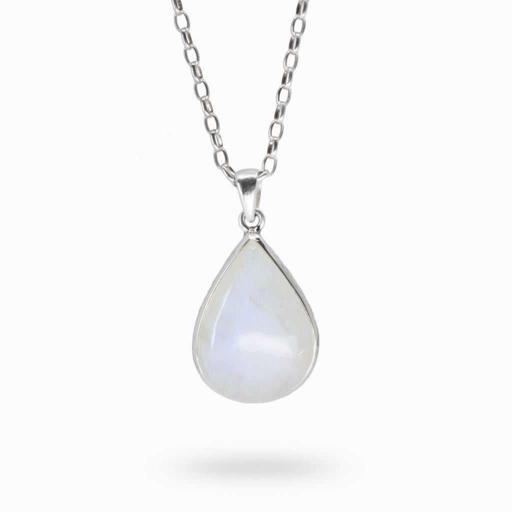 Rainbow Moonstone Teardrop Necklace