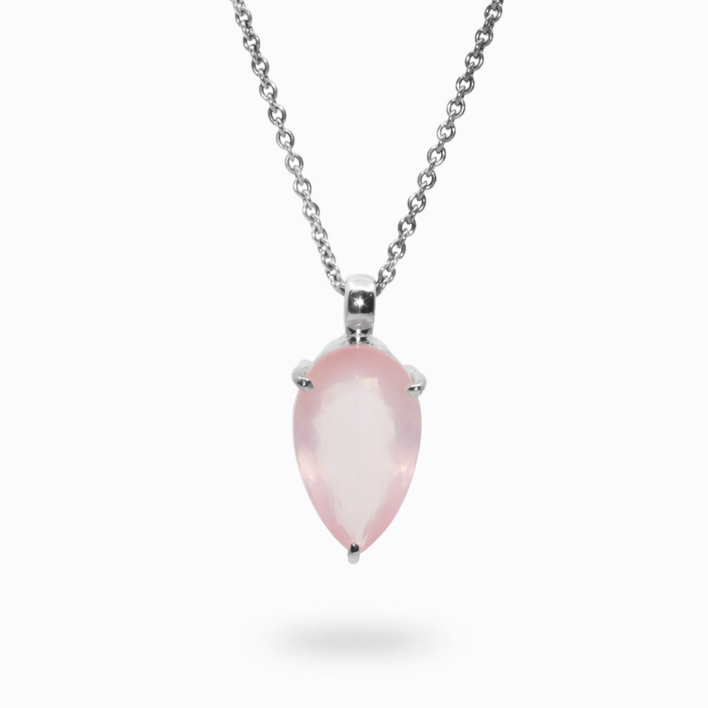 Faceted Rose Quartz Necklace prong Made In Earth