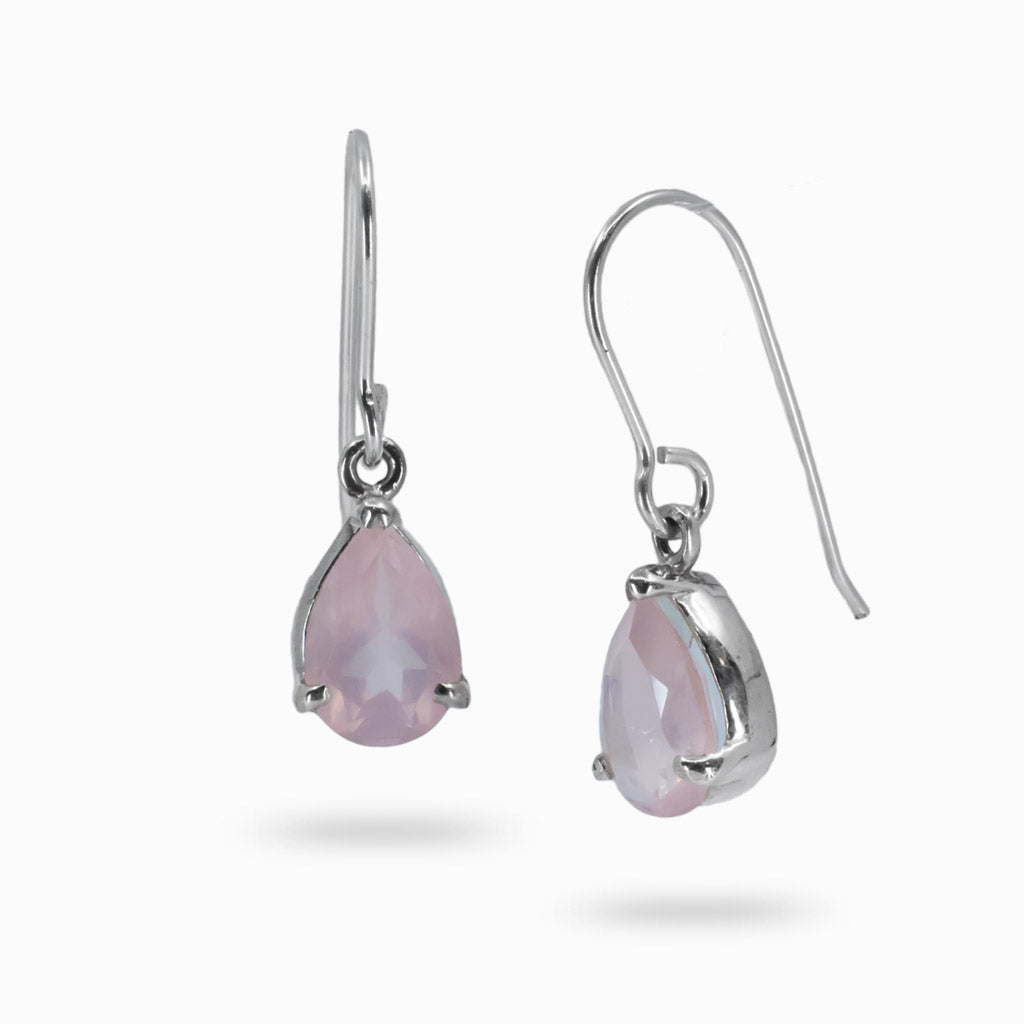 Rose Quartz Faceted tear drop earrings