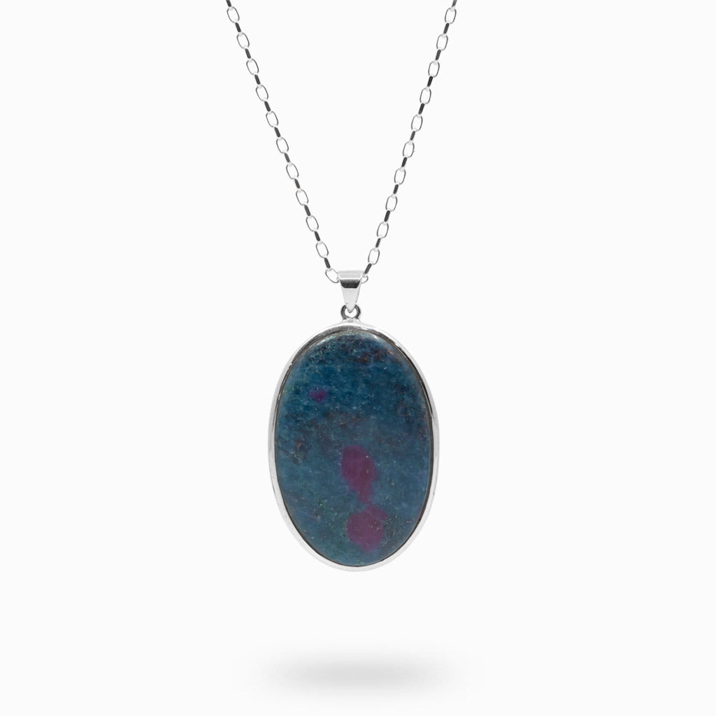 cabochon oval Ruby in Kyanite necklace