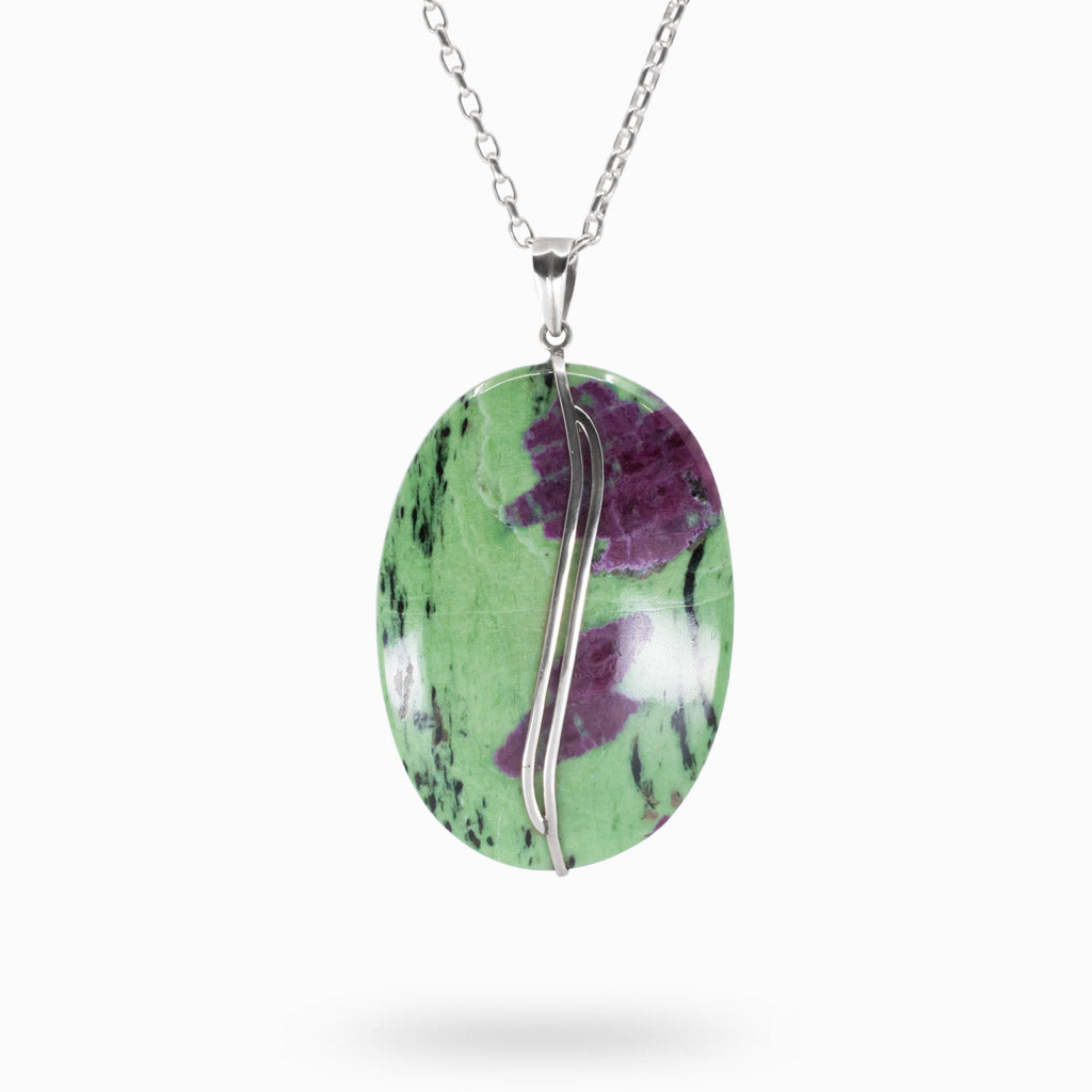 Hot Stunning 825 Sterling Silver Ruby Zoisite Necklace