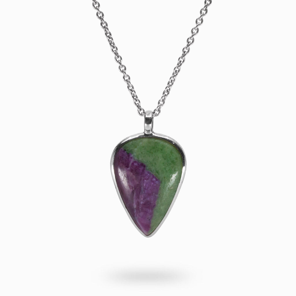 Tear Cabochon Ruby Zoisite Necklace