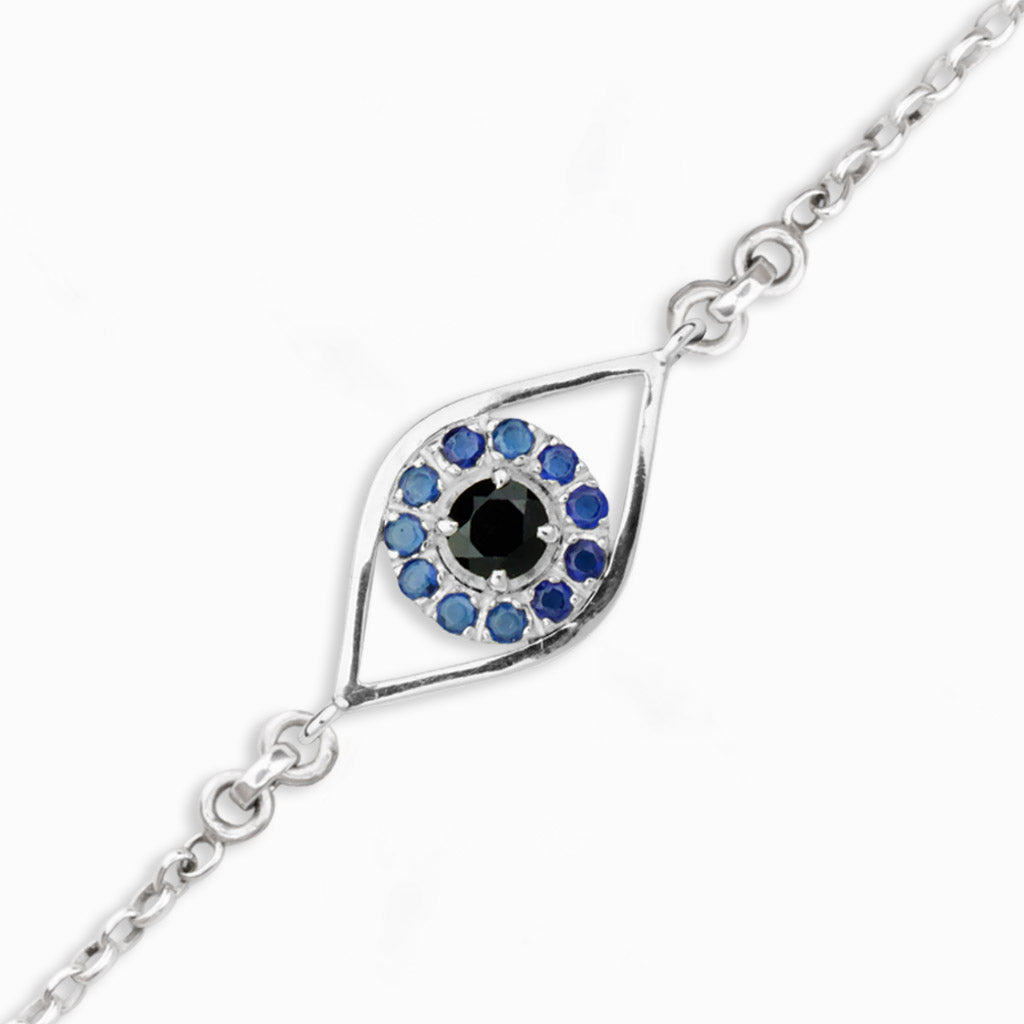 Sapphire & Onyx Evil Eye Bracelet Made In Earth