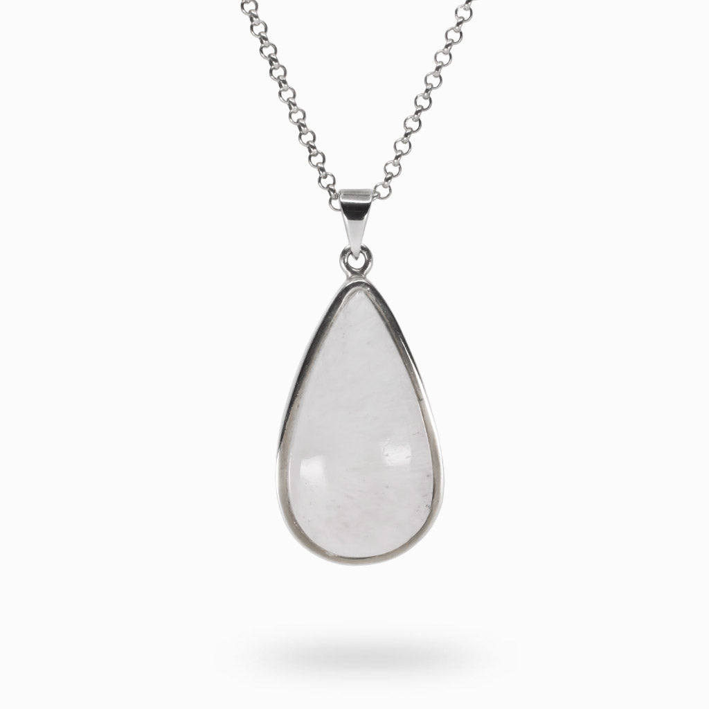 White Tear cabochon Scolecite Necklace