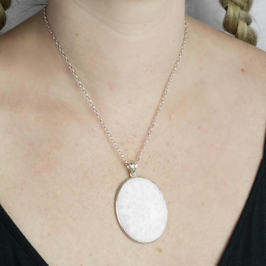 Scolecite Pendant on Model