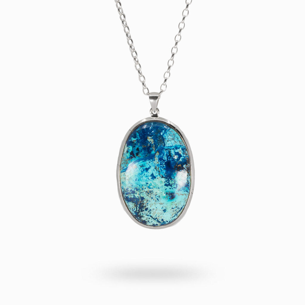 Oval Cabochon Shattuckite Necklace