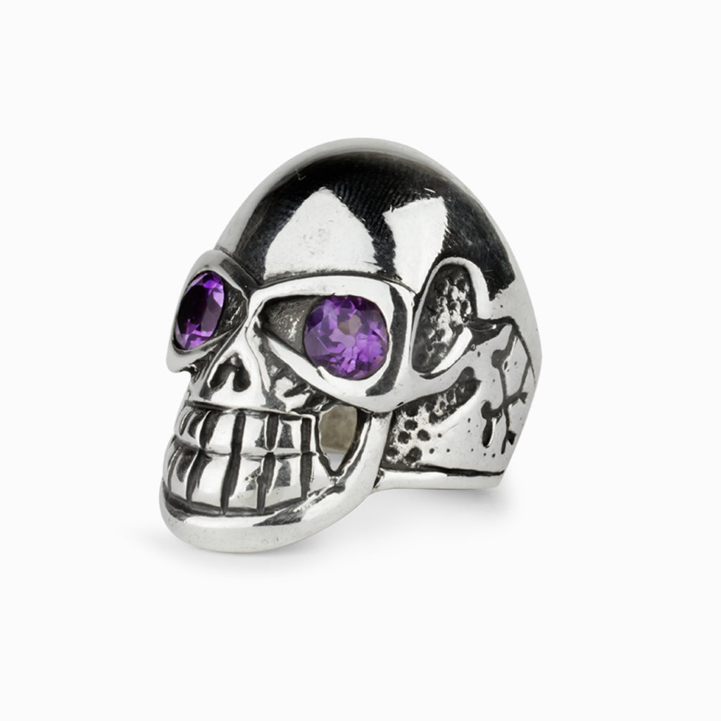 Amethyst Skull Ring