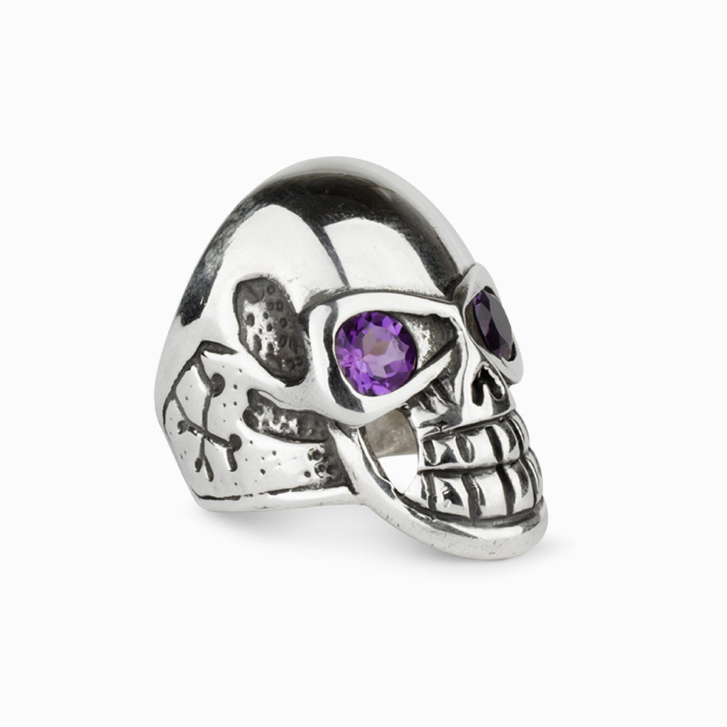 Amethyst Skull Ring