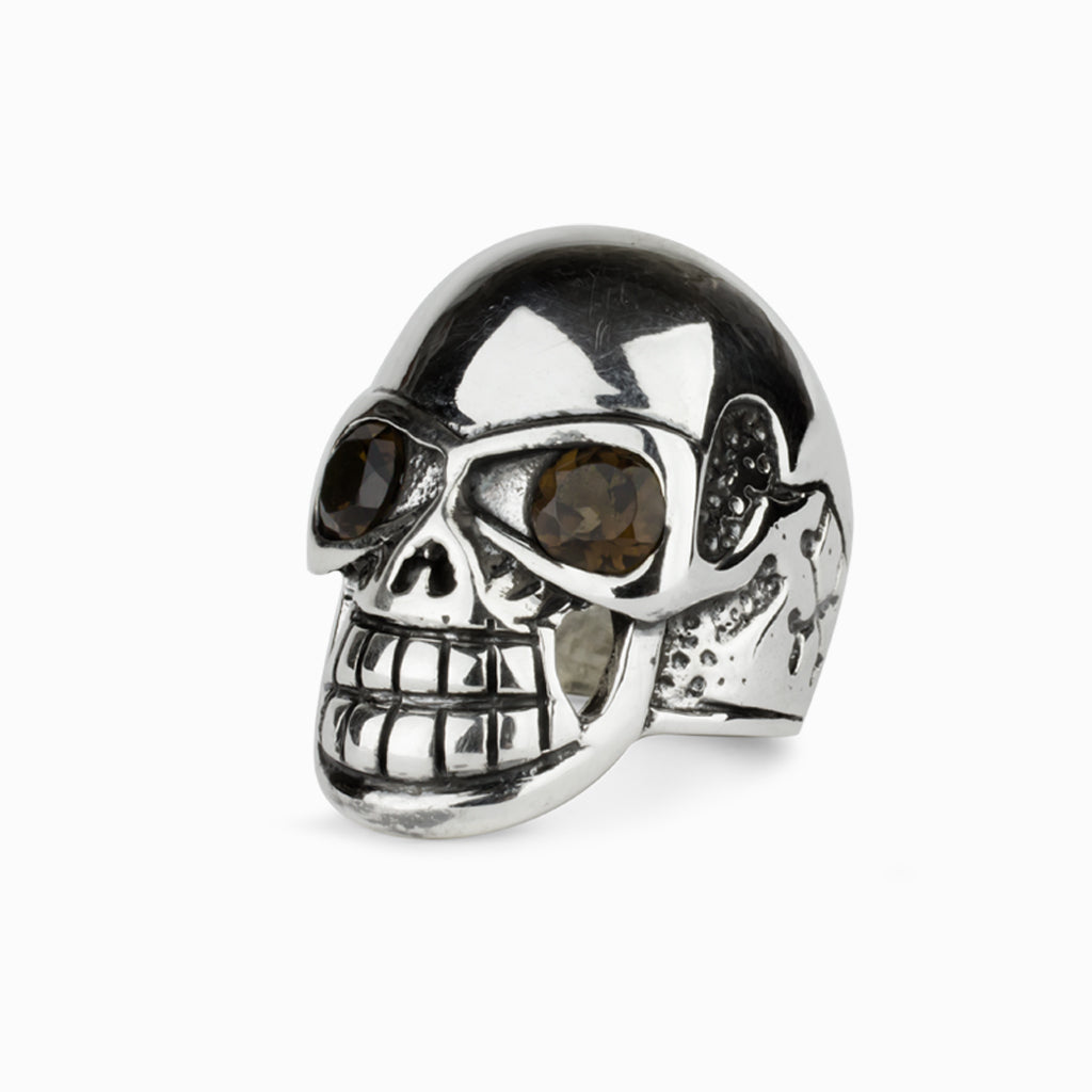 Smokey Quartz Skull Ring