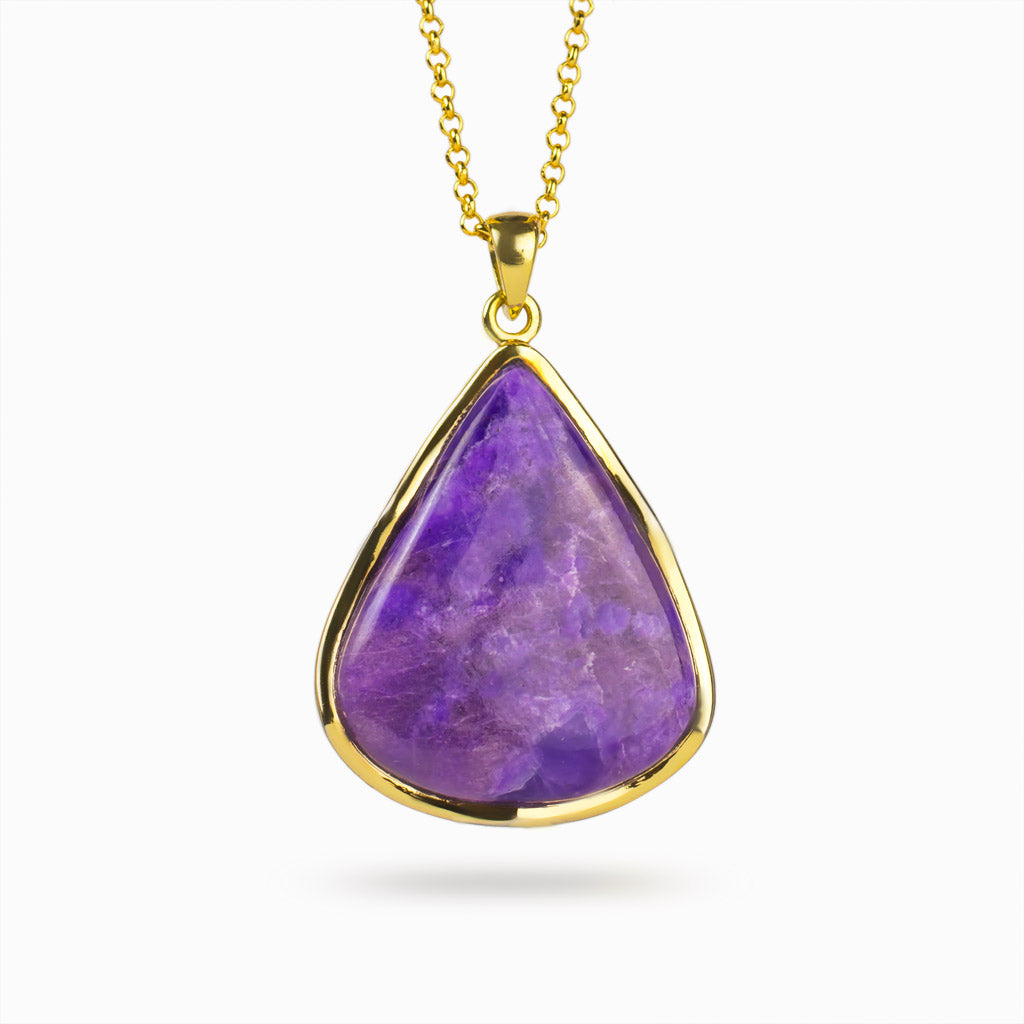 Cabochon Purple 14k Yellow gold vermeil Sugilite Pendant