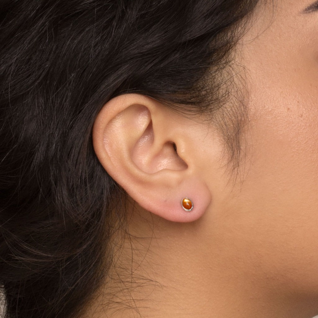 Sunstone Stud Earrings on Model