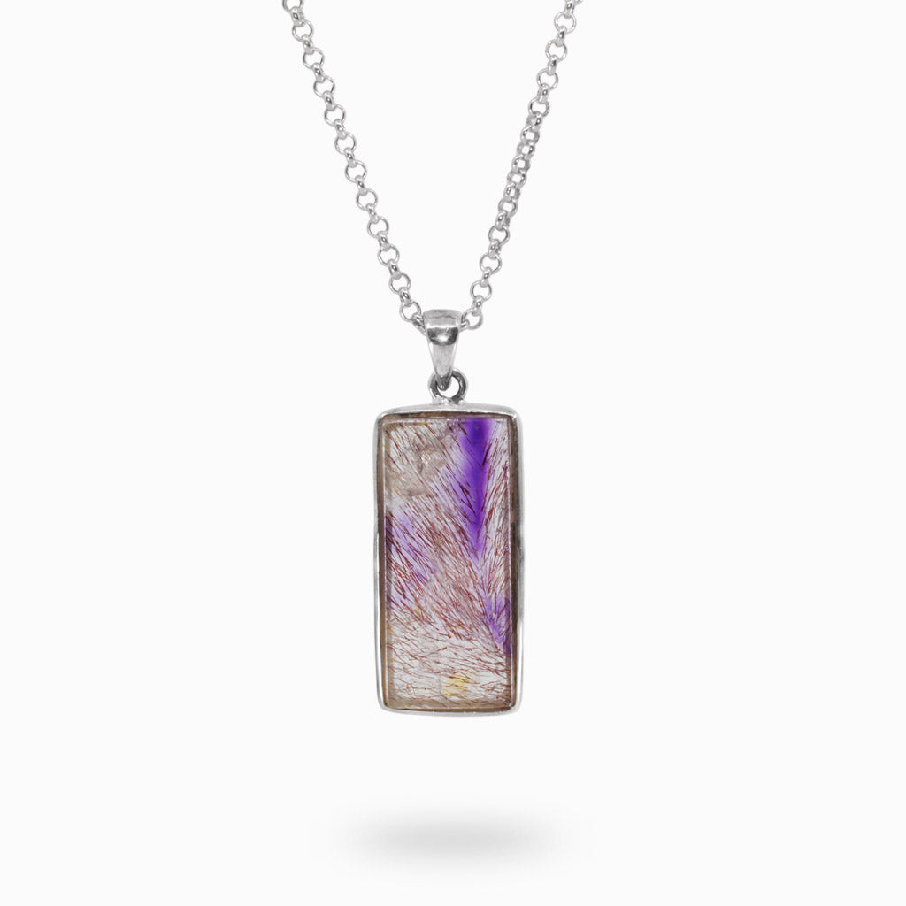 Cabochon Rectangle Super Seven Necklace