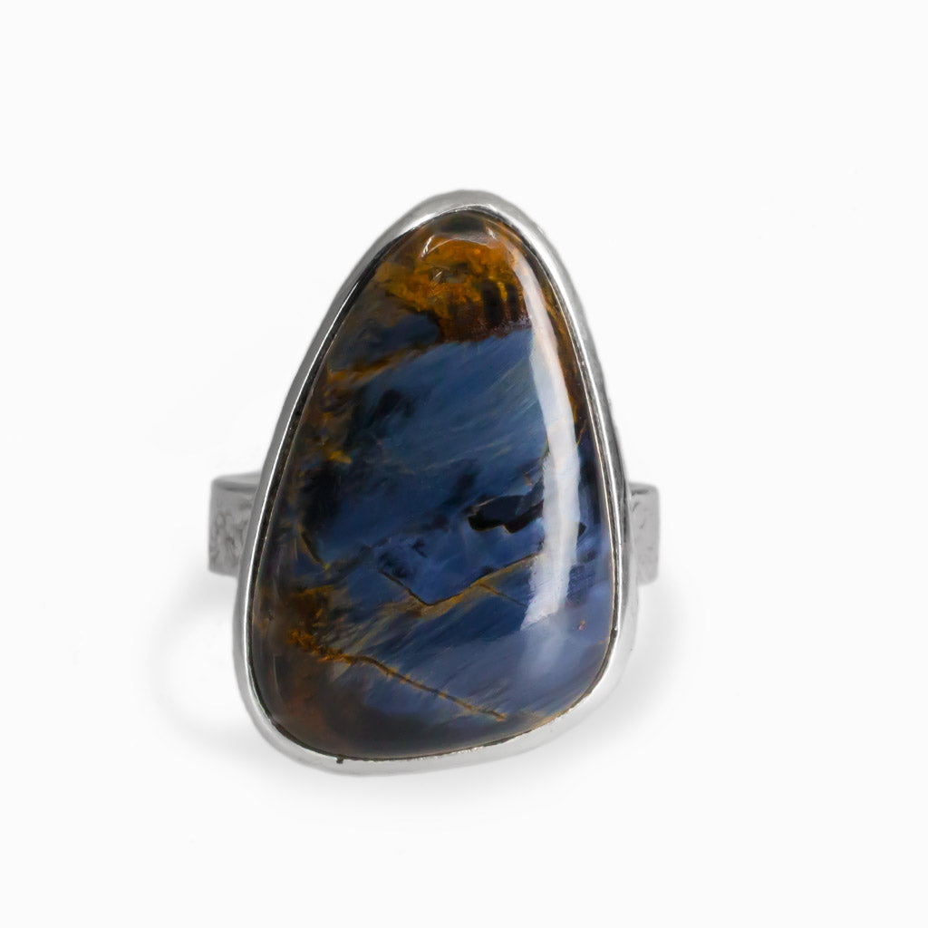 Pear Shaped Pietersite Cabochon Ring in Sterling Silver Made In Earth