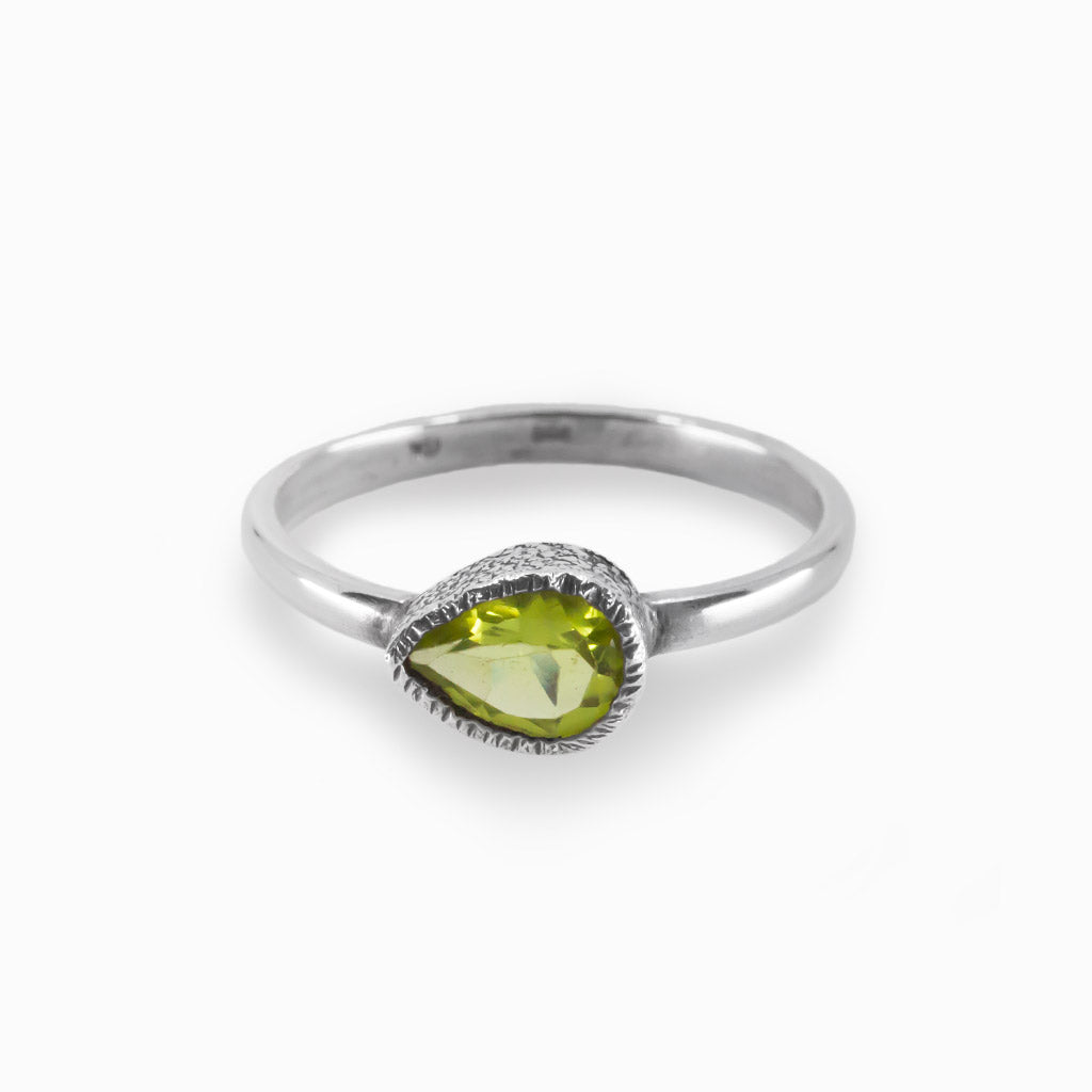 GREEN Peridot Teardrop Ring