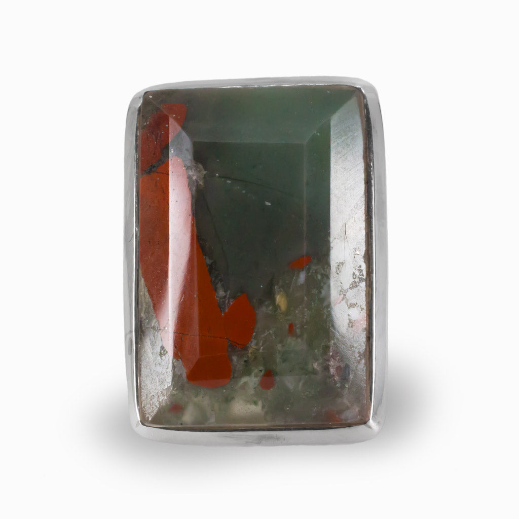 Faceted Rectangular Volcano Jasper Ring In Sterling Silver Made In Earth