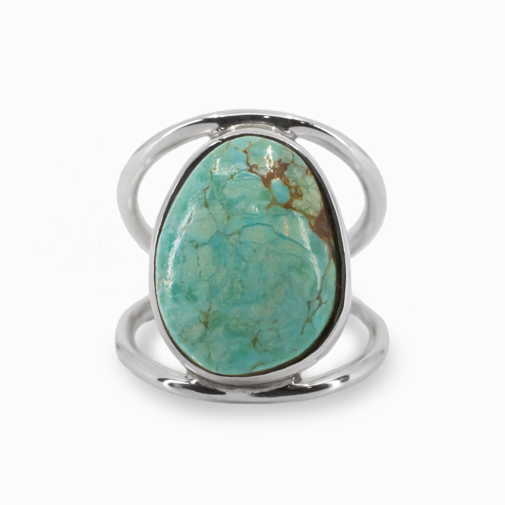 Halo banded Amaroo Turquoise Cabochon Ring Made In Earth